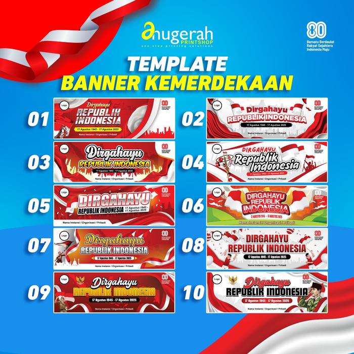 Gambar Cetak Spanduk Banner HUT RI / Spanduk Kemerdekaan 17 Agustus Free Template Custom Satuan - F.China 280gr - F.China 280gr dari Anugerah Printshop Depok undefined Tokopedia