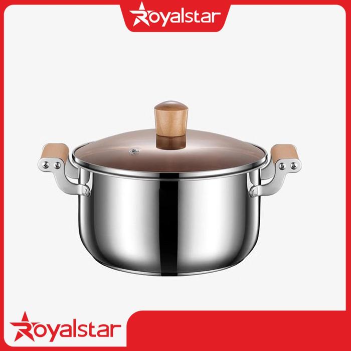 Gambar [PROMO] Royalstar Set Panci Soup / Susu Dengan Streamer Stainless Steel SUS 304 Panci Anti Karat Panci Serbaguna Alat Masak Dapur Kitchenware - Panci Sup Gagang Kayu, 24cm dari Royalstar Indonesia undefined Tokopedia