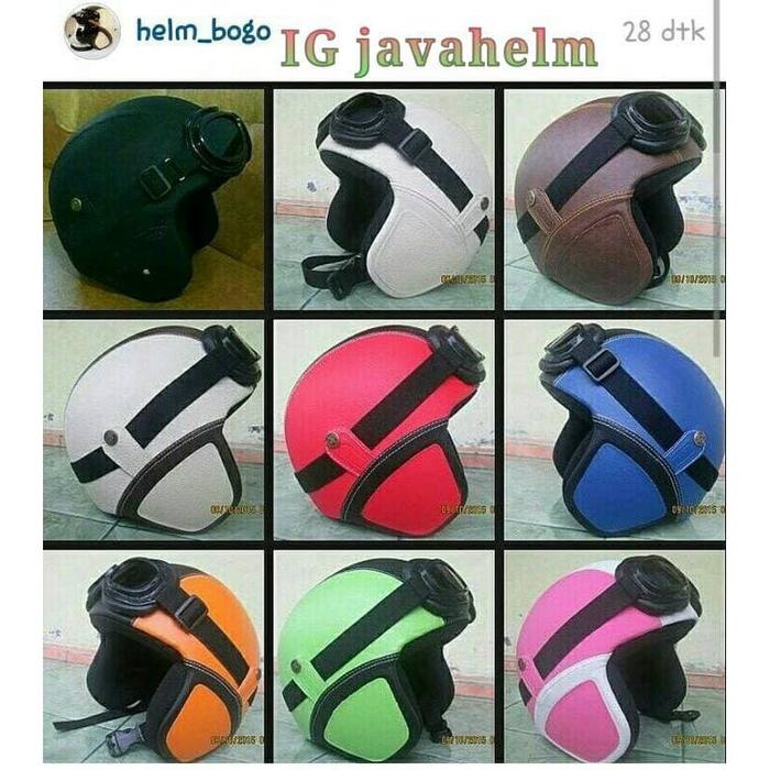 Jual Helm Retro Vespa Classic Kulit Bogo Kacamata Kota Bogor