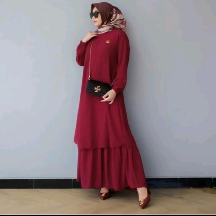 Gambar Gamis Anggun Malaysia Terbaru 2025/ Ceruty Babydoll Full Puring/Dress Wanita Mewah/Gamis Malaysia Size M,L,XL,XXL Bisa COD - maroon, M dari Enmori store undefined Tokopedia