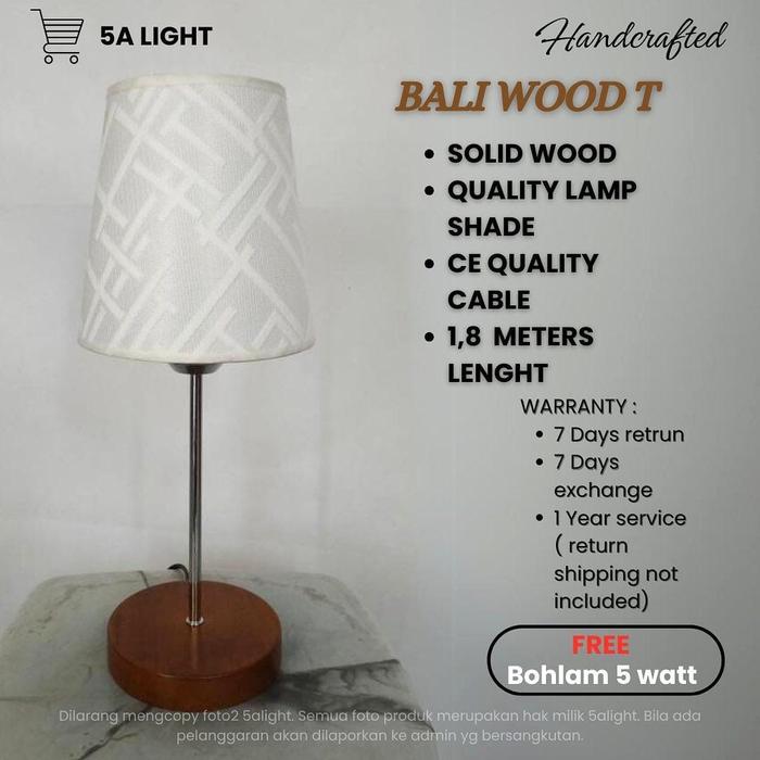 Gambar Bali WOOD 38cm - Lampu Meja Hias/Tidur/Nakas - Broken White WX dari 5alight undefined Tokopedia