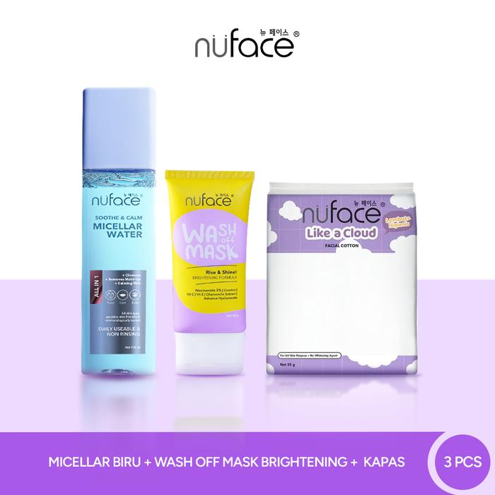 Gambar [New] [FYC] Nuface Micellar Water Blue/Pink + Wash Off Mask Brightening/Acne + Free - Package 1 dari NufaceID undefined Tokopedia