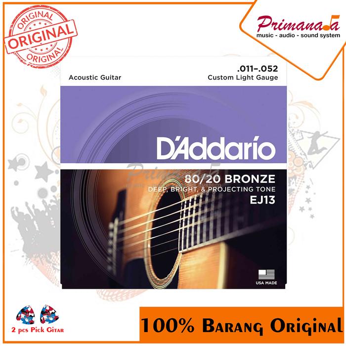 Gambar D'addario EJ13 Senar Gitar Akustik Original USA 011Light Gauge dari Primanada undefined Tokopedia