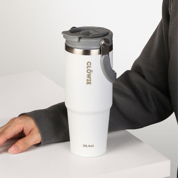 Gambar CLOWIE - TWU Tumbler Stainless Steel Botol Minum Aesthetic 900ml 2 Cara Minum Tahan Dingin Tahan Panas - 30.4oz White dari sgstoreee_NEW undefined Tokopedia