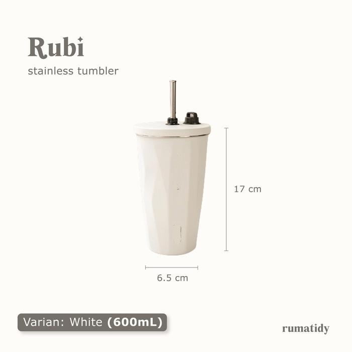Gambar 【RUMATIDY】RUBI Tumbler Stainless Tahan Dingin Diamond Shape Coffee Tea 600mL High Quality Vacuum - RUBI White 600mL dari LELA FITRIANI GHRTG undefined Tokopedia