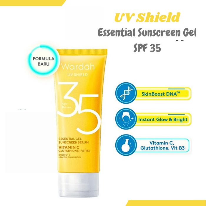 Gambar Wardah UV Shield Essential Sunscreen Gel SPF 35 PA +++ 40 ml - UV Shield Essentiat(Kuning) dari Kios 0fficial undefined Tokopedia