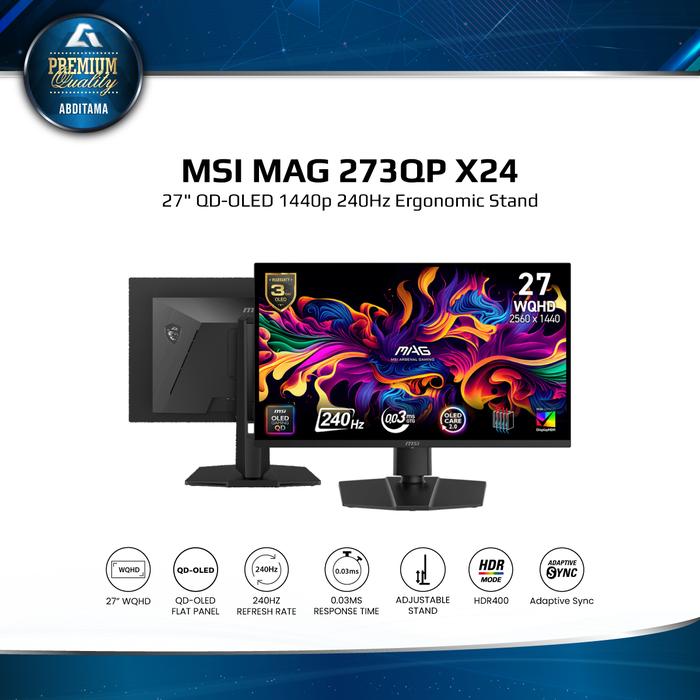 Gambar Monitor OLED MSI MAG273QP MAG 273QP QD-OLED X24 27" QD-OLED 1440p QHD 2K 240Hz 0.03ms HDMI 2.1x2 DP1.4ax1 Ergonomic Stand VESA certification for ClearMR 13000 and DisplayHDR True Black 400 ensures exceptionally vivid images and mitigates motion blur - MAG273QP, Seller dari Abditama Official undefined Tokopedia