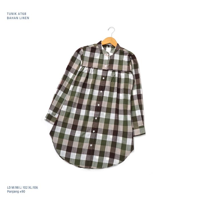 Gambar Anyostore AT68 Atasan Tunik Kotak-Kotak Wanita Bahan Linen - L-ARMYCOCO, M dari anyostore_NEW undefined Tokopedia
