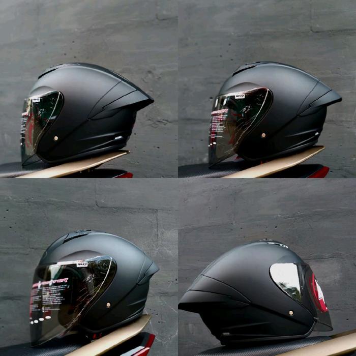 Gambar HELM HALFFACE NHK N1 MAX SOLID BLACK DOP, PAKET GANTENG VENOM FLAT VISOR , SINGLE VISOR RHD LENS, ORIGINAL Motorcycle Helmet - HELM NYA JA, M dari Ajoohelmet undefined Tokopedia