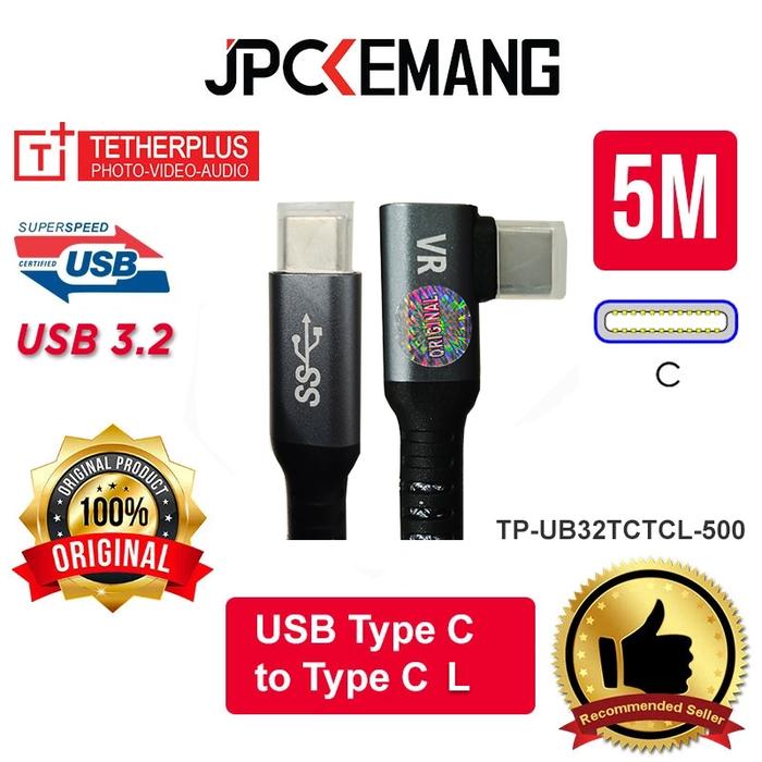 Gambar Kabel Kamera TetherPlus USB 3.2 Type C to Type C VR L Shape 5M Tether Plus TP-UB32TCTCL-500 / TP-UB32TCLTCL-500 Original - TP-UB32TCTCL-500 dari JPC Kemang undefined Tokopedia