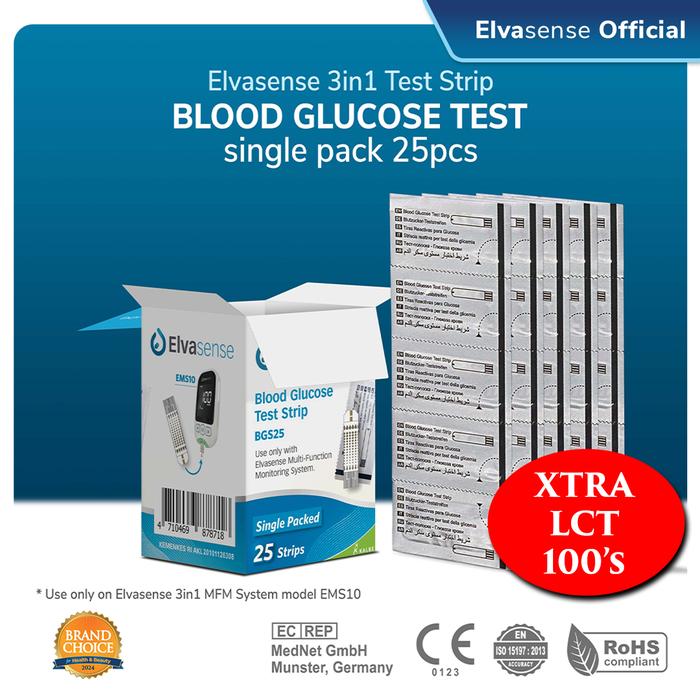 Gambar Elvasense Strip Alat Cek 3in1 (Gula Darah, Kolesterol, Asam Urat) Kemasan Satuan Higienis + XTRA LCT 100's - GLU 25's XTRA LCT dari Elvasense undefined Tokopedia
