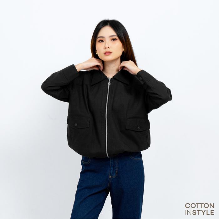 Gambar COTTON INSTYLE - Arin Jaket Wanita Canvas Atasan Wanita - Black, M dari COTTON INSTYLE OFFICIAL SHOP undefined Tokopedia