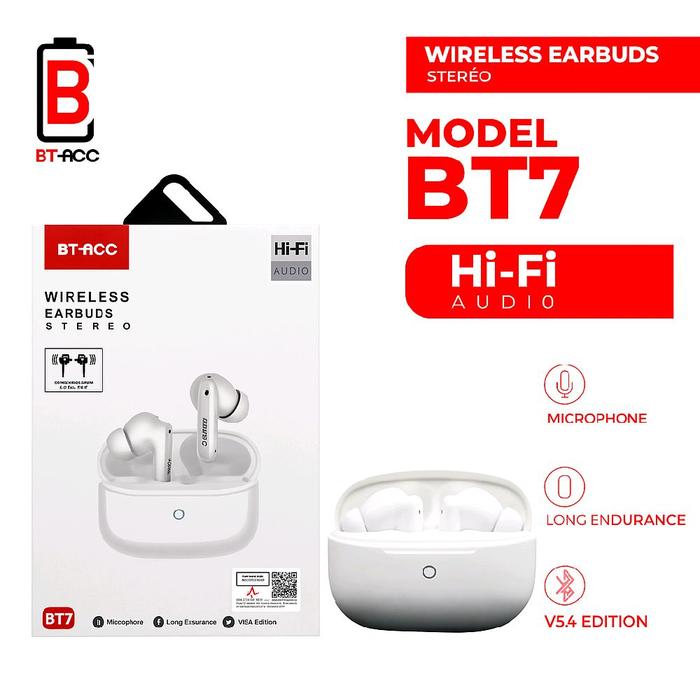 Gambar (New Launch) TWS Wireless For iPhone&Android BT7-BT10 Original BT-ACC Bluetooth 5.4 Hi-Fi Audio Soundcore Earbuds Earphones PlayTime,Mode Game,Sport,Run and Smooth Work Handphone Headset - TWS BT7 White, Ambil Bonus Kabel Type C dari CENTER ACC STORE1 undefined Tokopedia