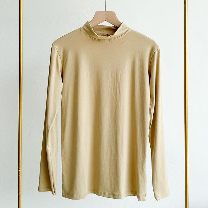 Gambar Emikoawa Manset Kaos Badan Wanita Inner Top Lengan Panjang Daily Basic Manset Longsleeve Rayon Strech Adem Premium - Beige, Fit to XL dari Emikoawa undefined Tokopedia