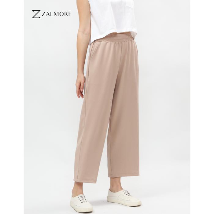 Gambar Zalmore Basic Long Cullotes Premium Knit - Celana Kulot Panjang Wanita - Beige, S dari Zalmore undefined Tokopedia