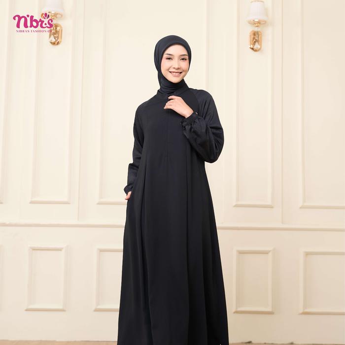 Jual Nibras Gamis Selaras 028 Bahan Bonita Mix Dobby Busui Friendly - Black, XS - Kab. Bekasi - Bangben2712