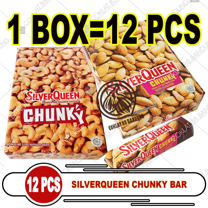 Gambar Silver Queen Chunky Bar 1 Box 12 Pcs, Coklat SIlverQueen Chunky Bar Isi 12 Cokelat Snacks Food - ALMOND BOX ISI 12 dari COKLAT 88 BANDUNG undefined Tokopedia