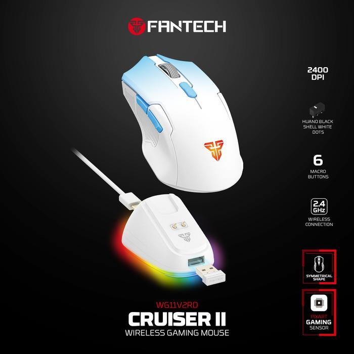 Fantech Cruiser II | Cruiser 2 WG11 V2 RD | WG11-V2RD | WG-11V2RD | WG11 V2RD RGB Wireless Gaming Mouse with Docking