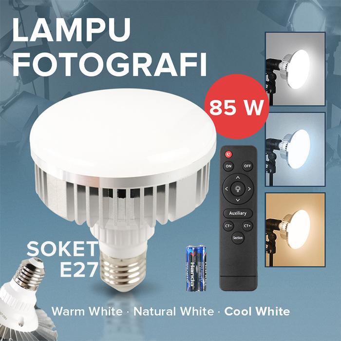 Gambar Perlengkapan Studio Foto Softbox Photography Lighting Reflektor + Bohlam Cool White 5500K Soket E27 - Bohlam 85W + Remote dari enterrstore undefined Tokopedia