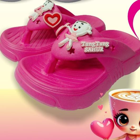 Gambar Sandal Anak Cewek Hias Tung-Tung Sahur Balerina Capucina (190K/T-5 Size 24-35) - Fuschia, 28-29 dari sandalmarket undefined Tokopedia