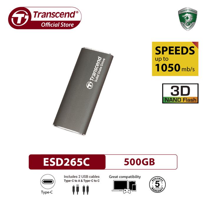 Gambar Transcend ESD265C External SSD USB 3.2 Gen 2x1 (USB 10Gbps) - 500GB dari Transcend Indonesia undefined Tokopedia