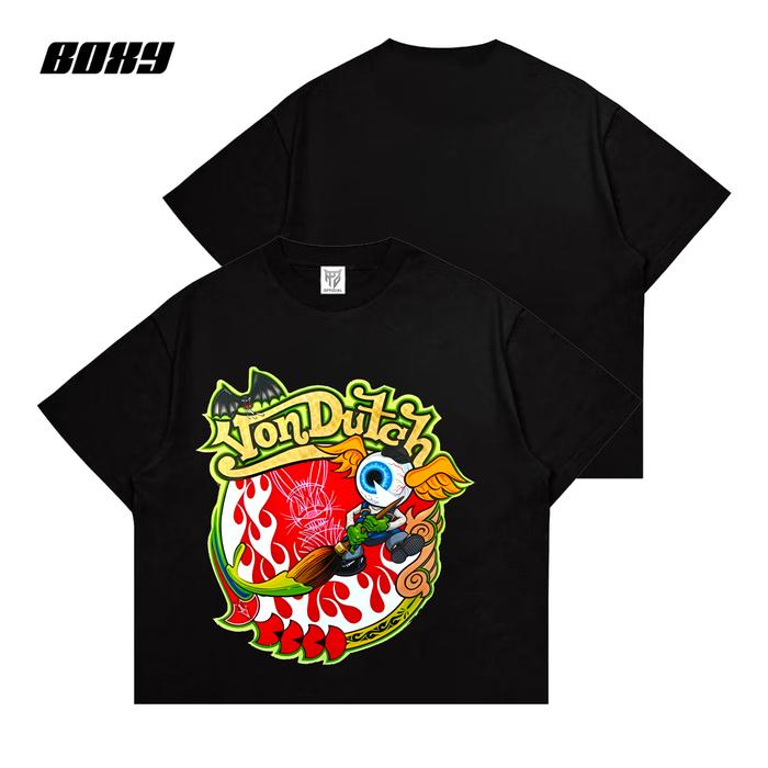 Gambar Alfaeyza Store T-shirt Boxy Von dutch kaos vintage Oversize fit Short Sleve Tshirt unisex - Hitam, M dari Alfaeyza store_NEW undefined Tokopedia