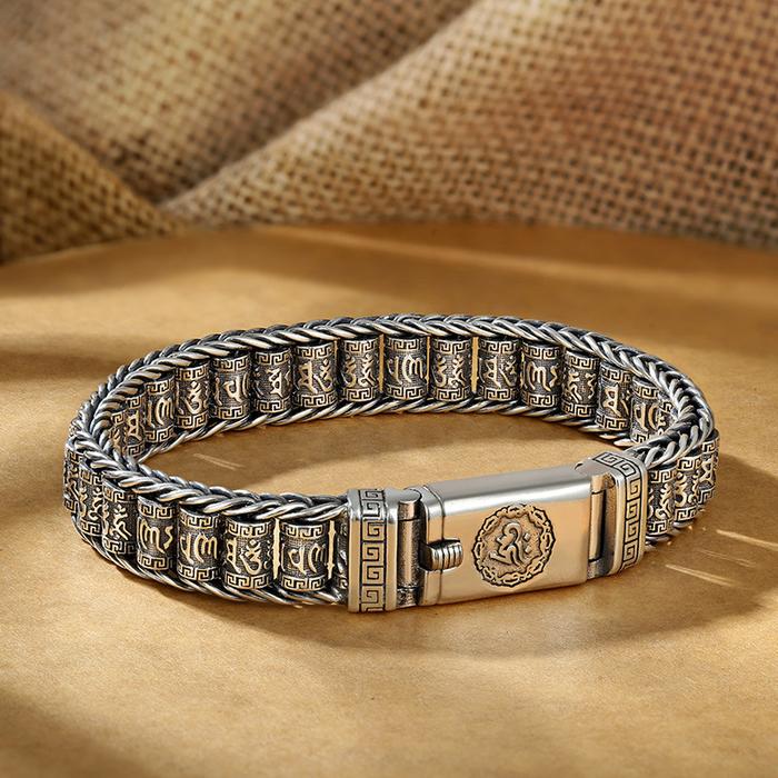 Gambar Termurah !! Gelang Rantai Tulisan China Premium / Vintage Tibetan Buddhism Men's Spinner Bracelets / Six Character Truth Roller Paramita Heart Sutra In Buddhist / Aksesoris Fashion Jewelry Gelang Plat Gaya Retro Vintage Casual Bahan Tebal Kokoh Bagus - 22 cm dari MONTAIINE undefined Tokopedia