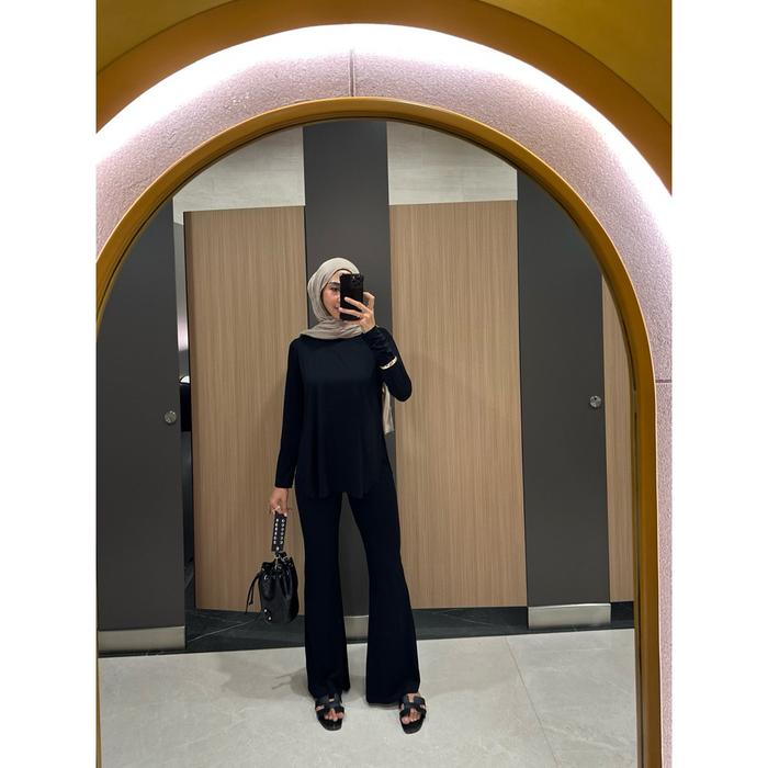 Gambar TERLARIS DC GROSIR  - OBELIA SET Setelan Wanita BAHAN KAOS RAYON baju dan celana Oneset Lengan Panjang Pants Baju Set Celana Highwaist Atasan - Hitam, M dari ayuks-7 undefined 4 Tokopedia