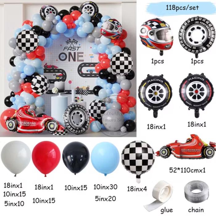 Gambar 1Set Kit garland balon tema mobil balap helm ban Foil balon ultah racing anak-anak dekorasi pesta ulang tahun pertama untuk anak laki-laki dari Abangbaloon.medan undefined Tokopedia