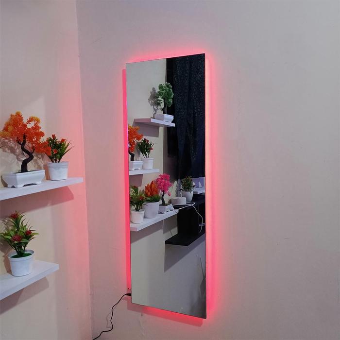 Gambar Cermin Dinding LED 30x90 cm dan 30x120 Aesthetic Gantung Dinding Kaca Dekorasi Kamar & Ruang Tamu - 120X30 dari Myshop Diva Collection undefined Tokopedia