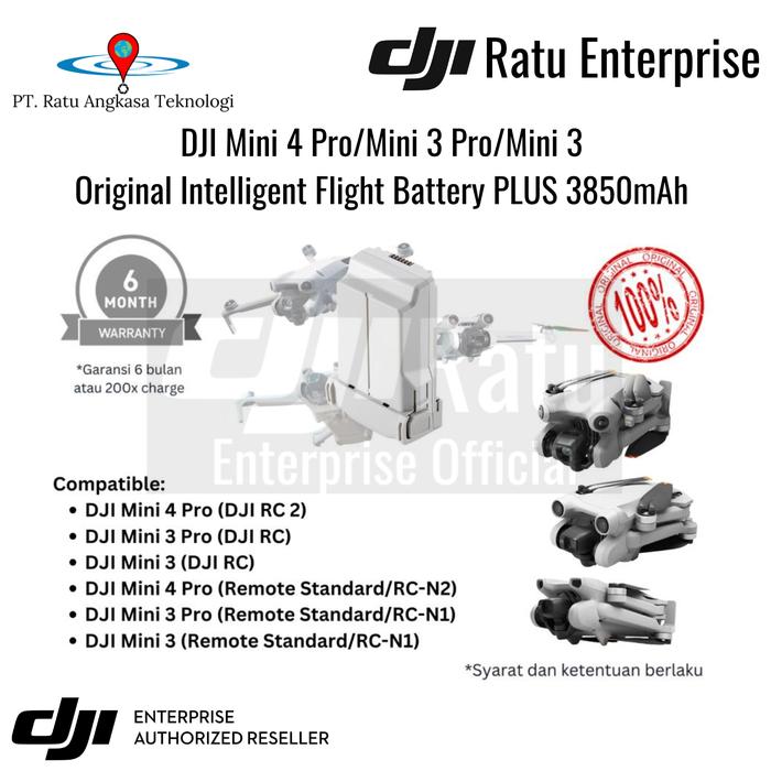 Gambar Battery PLUS DJI Mini 4 Pro / DJI Mini 3 / DJI Mini 3 Pro Intelligent Flight Battery PLUS 3850mAh BATERAI ORIGINAL 100% dari DJI Ratu Enterprise undefined Tokopedia