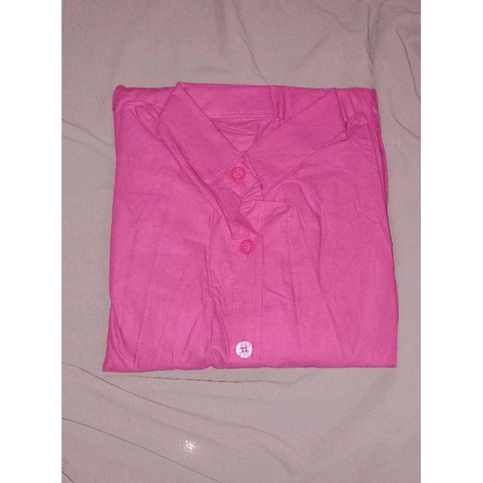 Gambar long tunik full kancing//fashin muslim tunik rempel//tunik palupi Katun Nyaman - fuchsia, L dari syafira@shop undefined Tokopedia