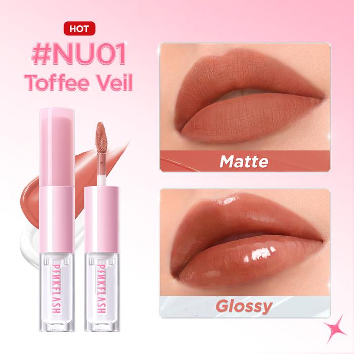 Gambar (NEW) PINKFLASH Lip matte Lip Gloss Stay Fusion Matte & Glossy Lipstick Lasting 16H Transferproof Waterproof Intense Coverage Lightweight Non-sticky 2 IN 1Lipstick - NU01 dari BEAUTY ENTITY undefined Tokopedia