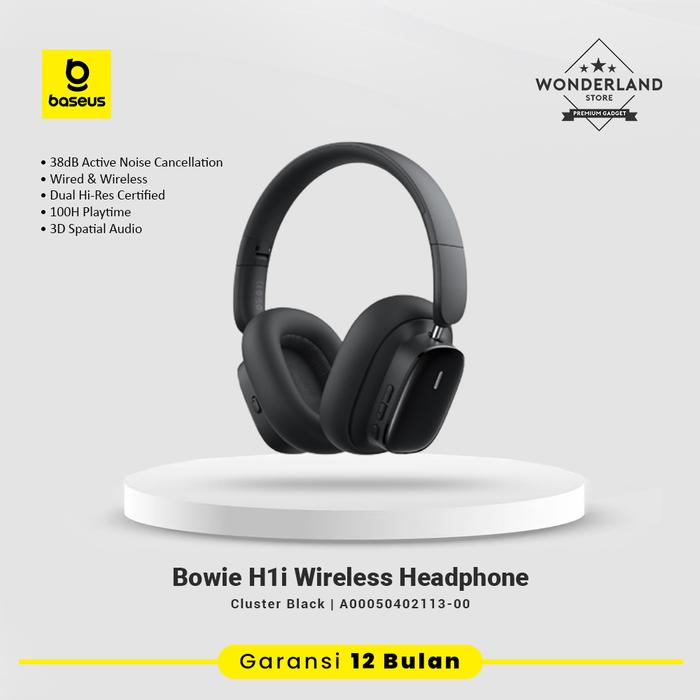 Gambar Baseus Bowie H1i Wireless Headphone Noise Cancelling ANC Spatial Audio - Cluster Black dari Wonderland Store undefined Tokopedia