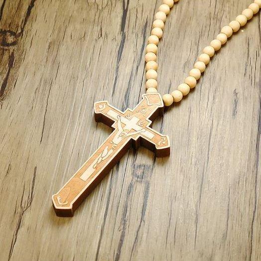 Gambar Kalung Salib Rosario Besar Panjang - Wooden Cross Rosary Jesus Necklace Kristen Katolik - Gantungan Mobil Kalung Kayu Ringan Kalung Pria Wanita Import dari pardi asem awak undefined Tokopedia