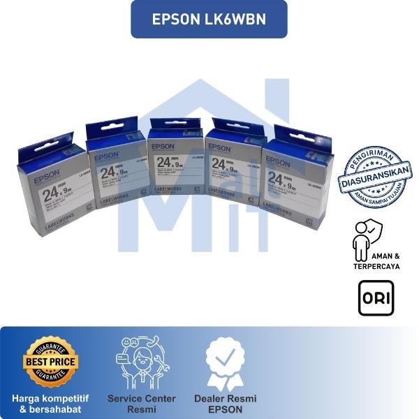 Gambar EPSON LABEL 24mm LABELWORKS TAPE CATRIDGE LW900 LC6W LK6W - LK6WBN dari Mall IT Medan undefined Tokopedia