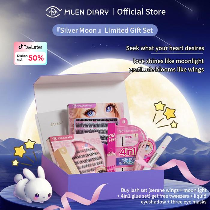 Gambar Mlen Diary Bulumata Special Gift Set - “Silver Moon” Moonlight & Serene Wing -individual lashes with 4in1 gule set and eye shadow All-in-one Set, Eye Makeup & Cosmetic dari MlenDiaryID undefined Tokopedia