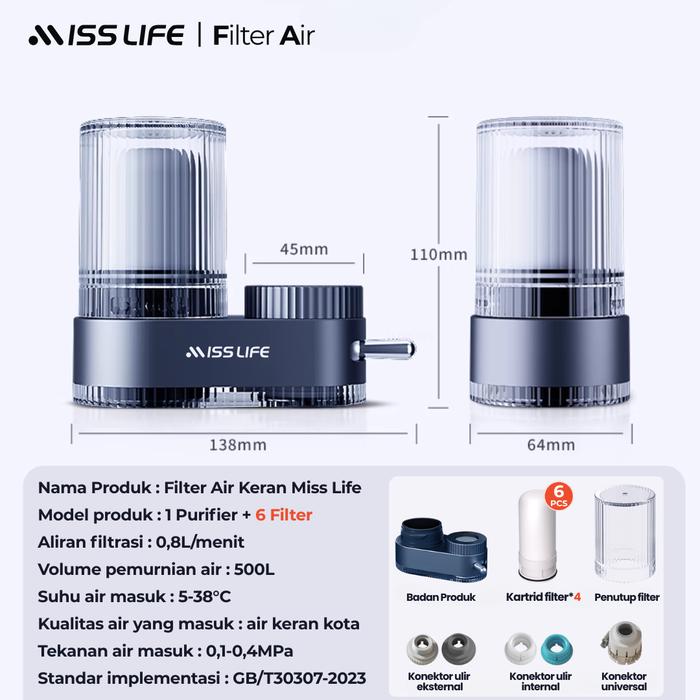 Gambar MissLife Filter Air Keran Penyaring Air Kran untuk Dapur & Kamar Mandi One Home Filter Air Keran Bersih Rumah Tangga Penjernih Air Sumur Kuning Filter Keramik Karbon Aktif Saringan Kran Air Filter Anti Kotoran, Karat, Dechlorinasi, Reusable & Washable - 1 Purifier+6 Filter dari Miss Life Indonesia undefined Tokopedia