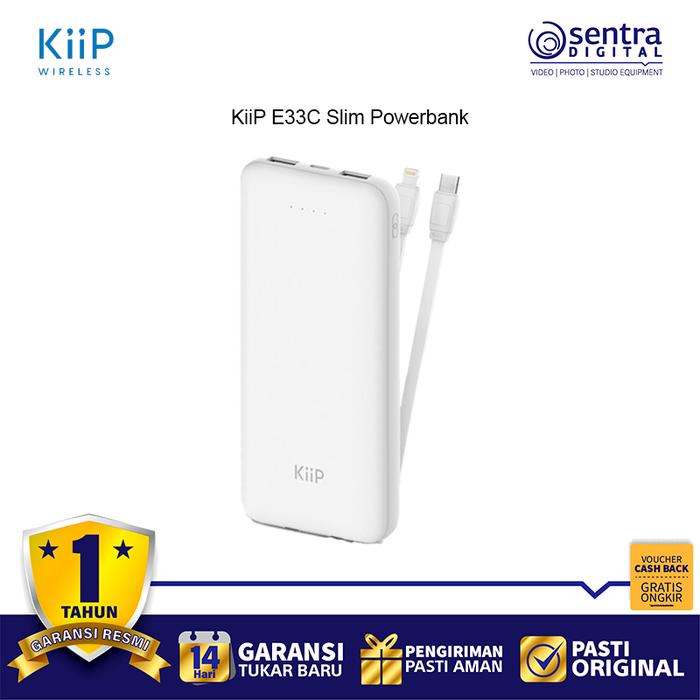 Gambar KiiP E33C Powerbank Slim 10000mAH Dual Input USB-C Micro USB Power Bank - White dari Sentra Digital undefined Tokopedia