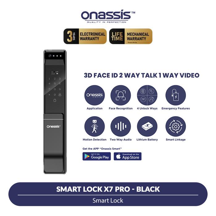 Gambar Onassis Smart Lock X7 - Kunci Pintu Digital| Face Unlock 3D | Video Call | Sidik Jari | App Control - Black dari Onassis Official Store undefined Tokopedia