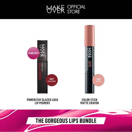 Gambar Make Over Gorgeous Lips Bundle : Glazed Lock Lip Pigment + Color Stick Matte Crayon 105 Skye - D07+105 Skye dari Make Over Cosmetics undefined Tokopedia