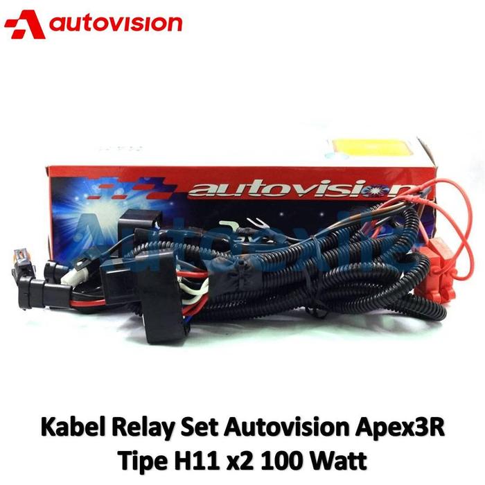 Gambar Kabel Set Relay Autovision Apex3R untuk 2 Lampu H11 12V 100W Watt Tinggi Original - Hitam dari Autoexile undefined Tokopedia