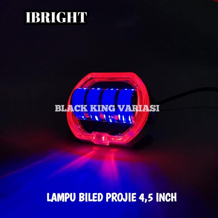 Gambar Lampu Biled Projie 4,5 inch Universal Lampu Projie Biled 4 Lensa Lampu Utama Biled Projector 4 LED Lampu Depan Proji - Biru Ring Merah, Putih Putih dari Black King Variasi undefined Tokopedia