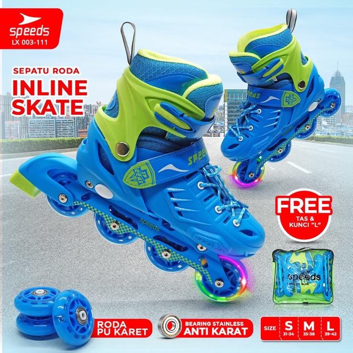 Gambar Sepatu Roda Inline Skate Anak / Dewasa - Roller Skate Roda Menyala LX 003-111 - Hitam, S (31-34) Anak dari Prospera Store ID undefined Tokopedia