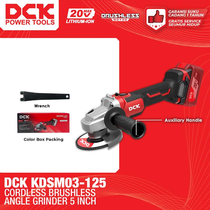 Gambar DCK KDSM03-125 Cordless Brushless Angle Grinder 5" / Mesin Gerinda Baterai 5 Inch - UNIT ONLY dari Drill&Co undefined Tokopedia