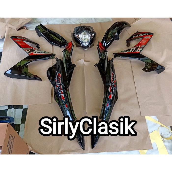Gambar Cover Body Fullset Halus Plus Lampu Depan Suzuki Satria Fu Facelift 2013 s/d 2015 Warna Hitam Lis Stiker Merah - Plus Bubble Wrap dari SirlyClasik undefined Tokopedia