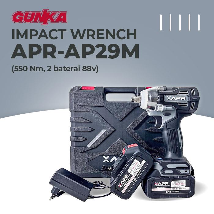 Gambar APR Impact Wrench Brushless (1/2", 550Nm, 2 Baterai 88V) XAPR APR-AP29M Mesin Alat Pembuka Baut Ban Mobil Motor Kunci Impact Driver Torsi Tinggi Cordless Paket Lengkap dengan 2 Baterai Besar Tahan Lama dari INGCO Tools by GUNKA undefined Tokopedia