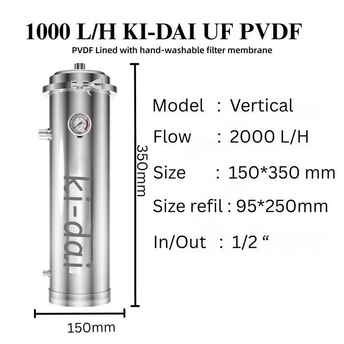 Gambar PVDF UF ULTRAFILTER 1000 / 2000 / 3000 / 5000 / 8000 / 15000 / 20000 / 25000 LPH liter per jam DENGAN PRESSURE GAUGE TEKANAN AIR UF WATER FILTER KIDAI - 1000 LPH dari Asia filter undefined Tokopedia