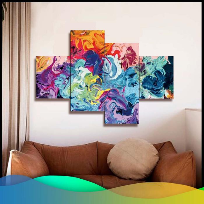 Gambar Lukisan Dinding Abstrak / Hiasan Dinding Abstrak Kanvas 1 Set dari Color Digital Printing undefined Tokopedia