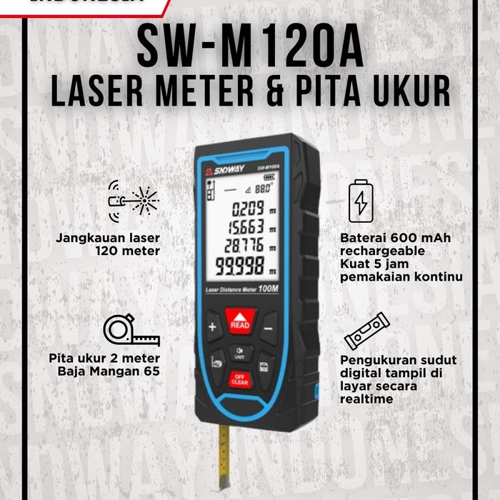 Gambar SNDWAY Meteran Laser Distance Digital 40 60 80 100 Laser Merah Hijau - MA120 dari SNDWAY INDONESIA undefined Tokopedia
